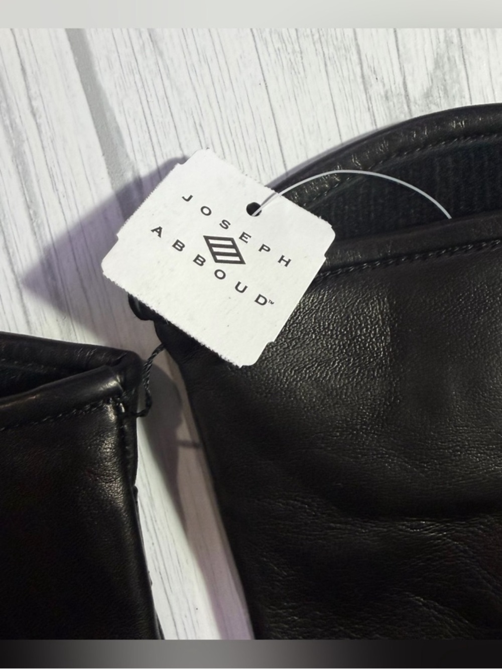 NWT Joseph Abboud Cashmere Grey and Black Leather Men’s Gloves $195 - Picture 7 of 8